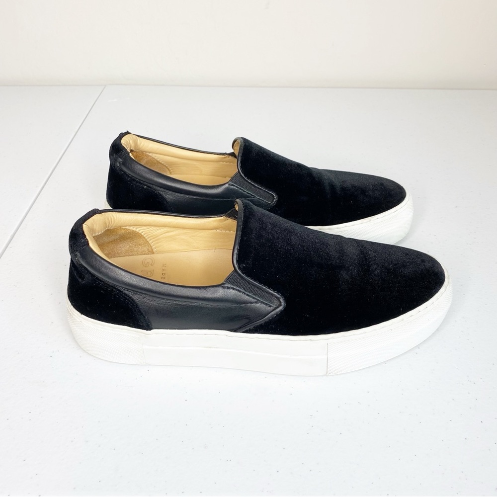 GREATS Brooklyn The Wooster Platform Sneaker Shoe Black Velvet Size 7.5